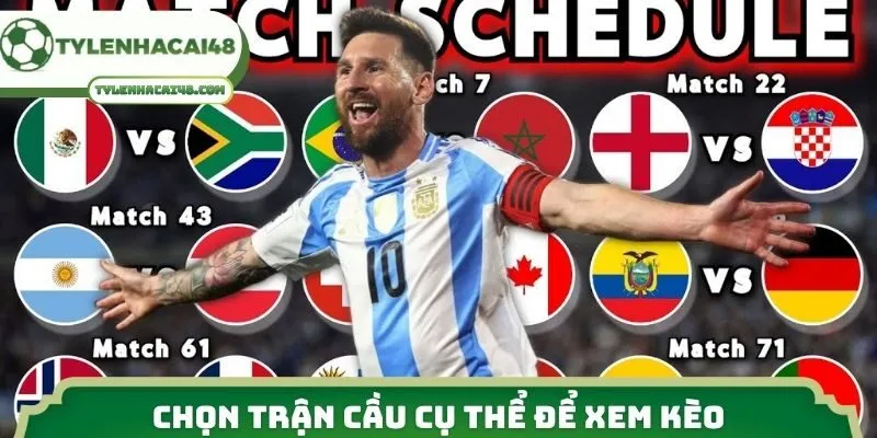 Chọn trận cầu cụ thể để xem kèo
