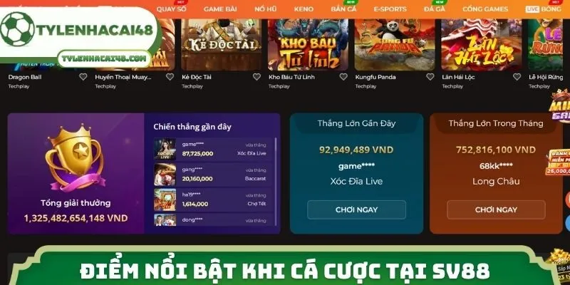 Điểm nổi bật khi cá cược tại SV88